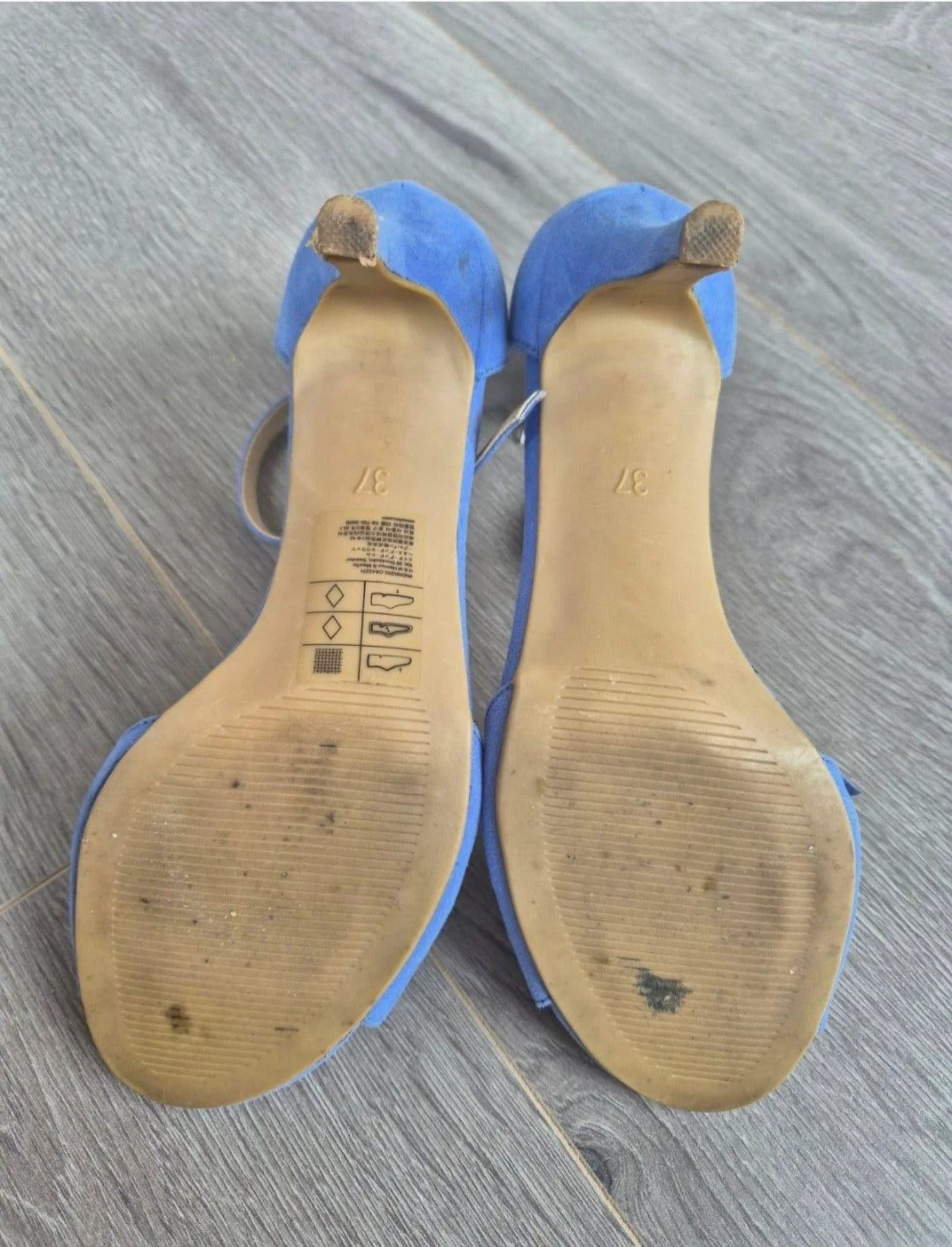 H&M Light Blue Suede-Look Heels with Ankle Strap | Size 37 – photo 6